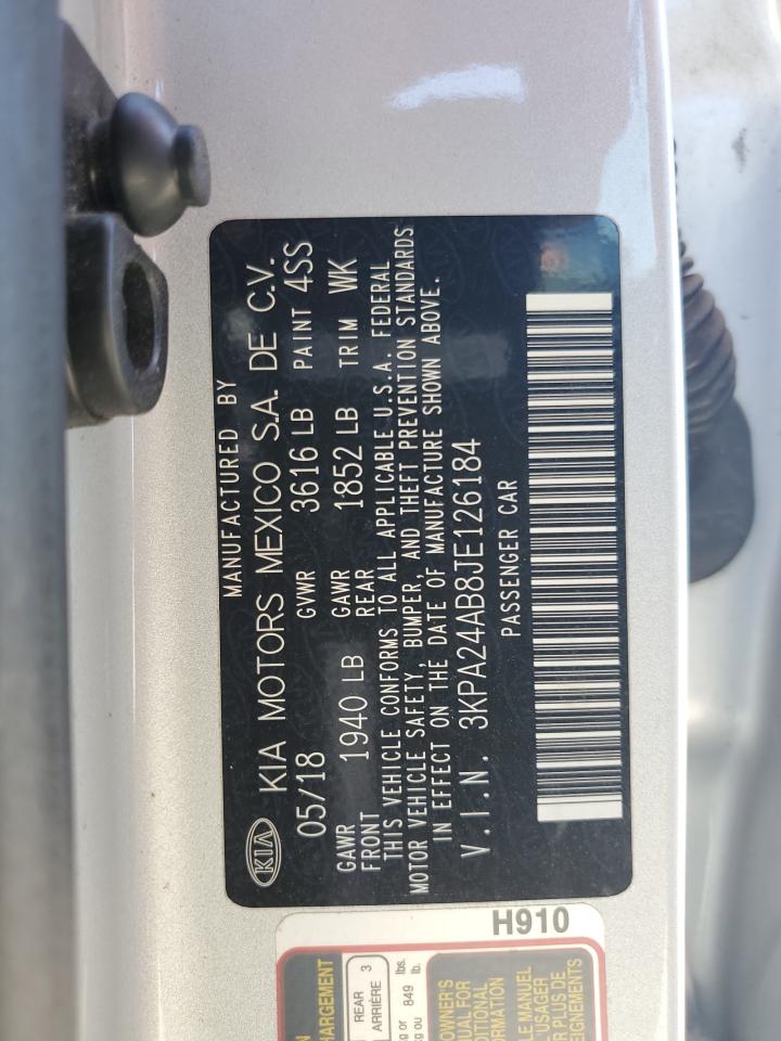 2018 Kia Rio Lx VIN: 3KPA24AB8JE126184 Lot: 66514015