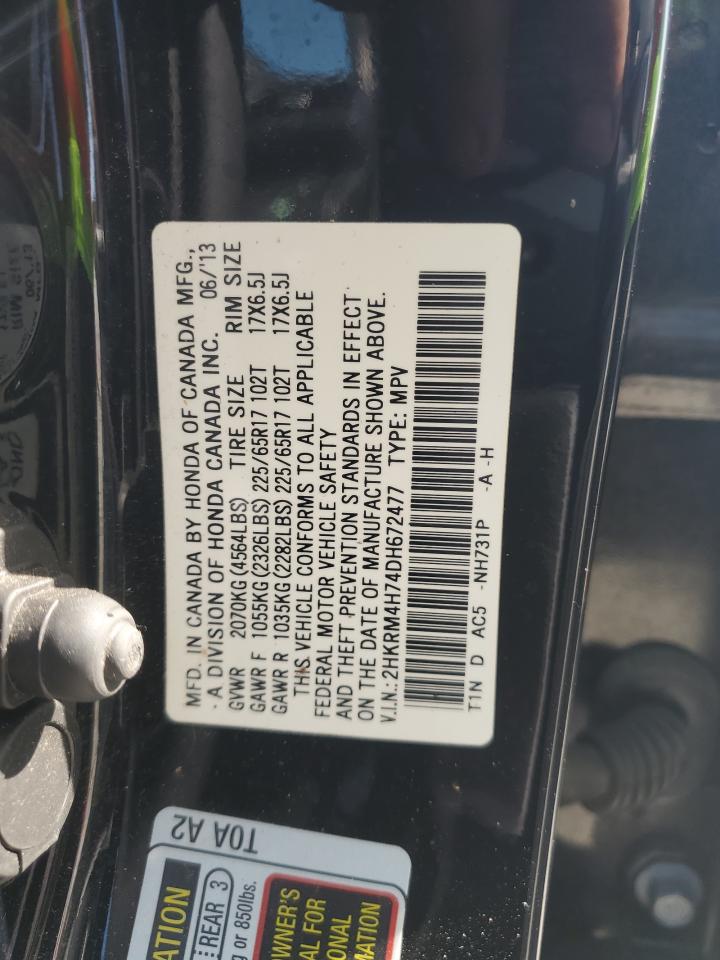 2013 Honda Cr-V Exl VIN: 2HKRM4H74DH672477 Lot: 65270985