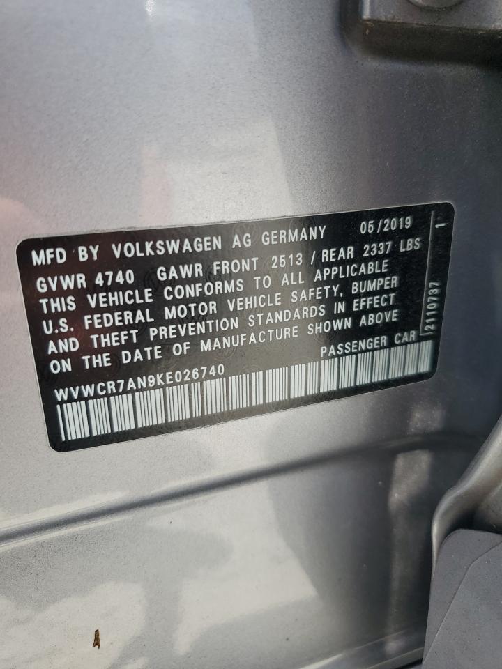 2019 Volkswagen Arteon Sel VIN: WVWCR7AN9KE026740 Lot: 61862175