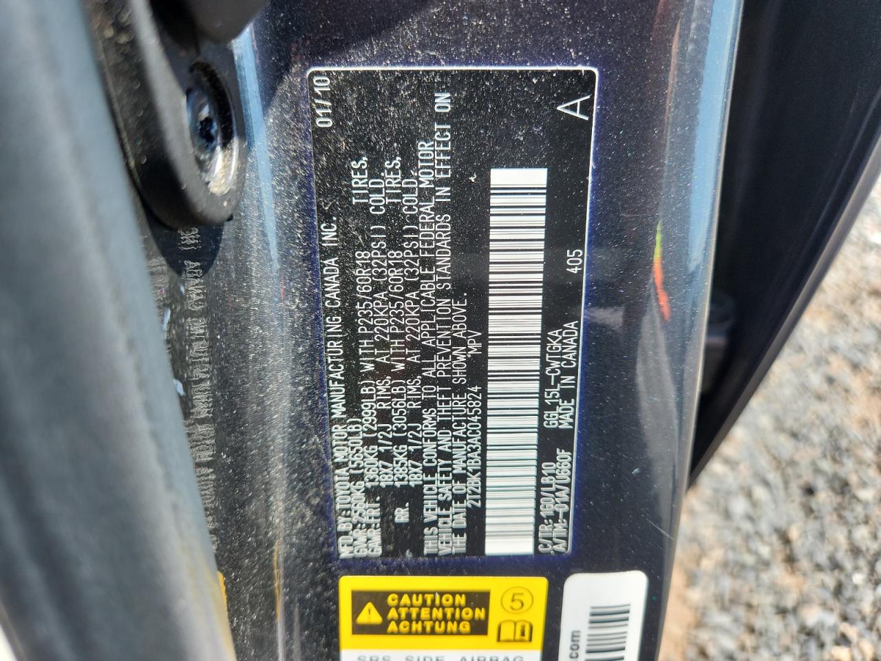 2010 Lexus Rx 350 VIN: 2T2BK1BA3AC045824 Lot: 64259965