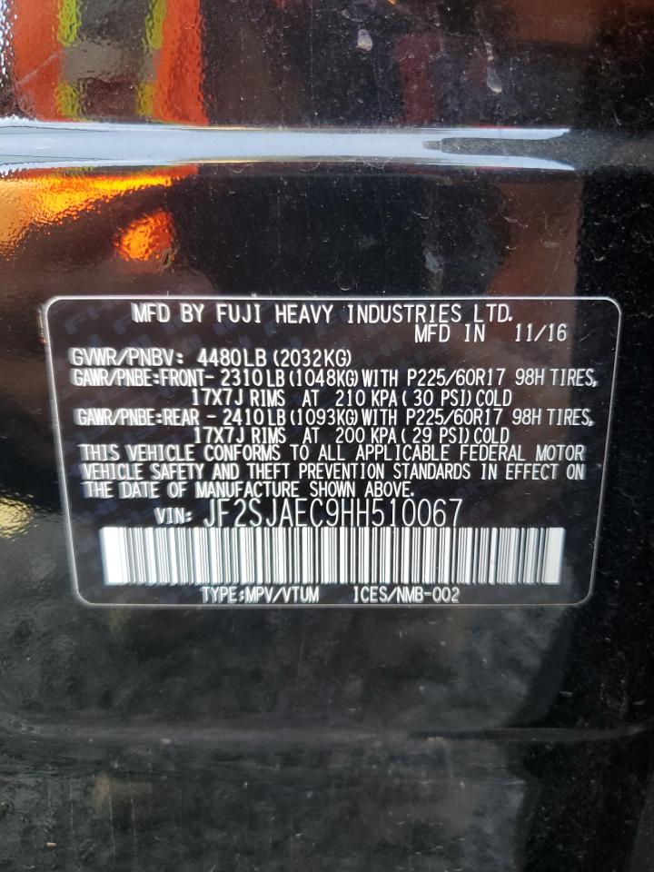 2017 Subaru Forester 2.5I Premium VIN: JF2SJAEC9HH510067 Lot: 67142425