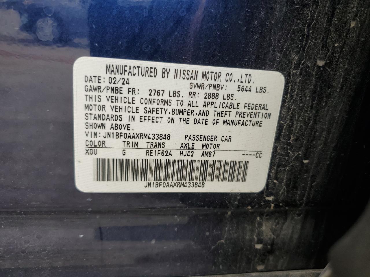 2024 Nissan Ariya Venture+ VIN: JN1BF0AAXRM433848 Lot: 64785445