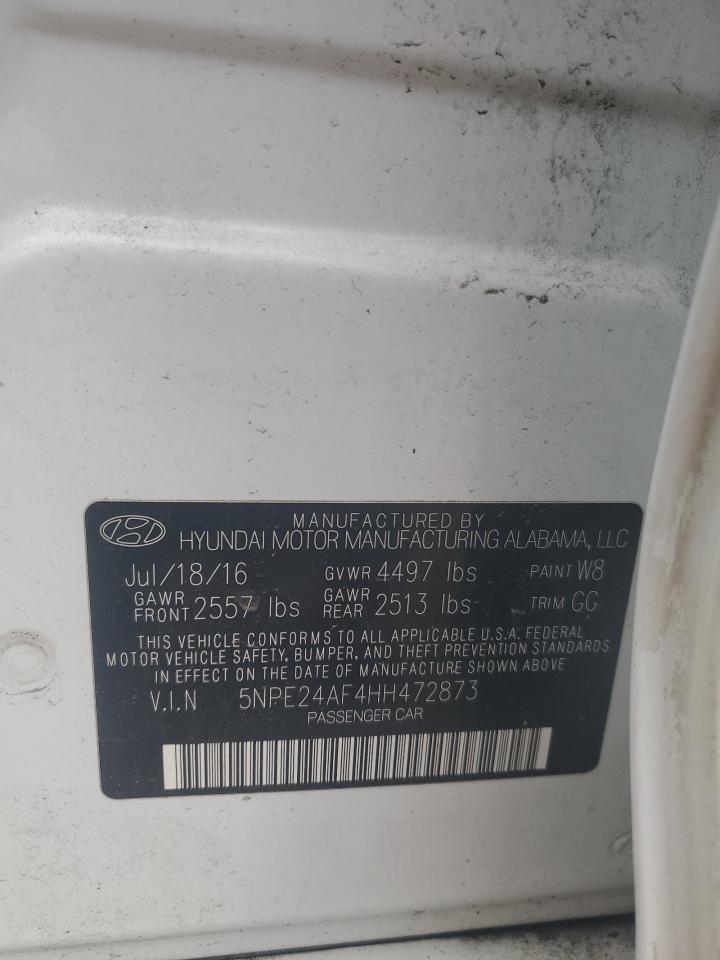 2017 Hyundai Sonata Se VIN: 5NPE24AF4HH472873 Lot: 65497365