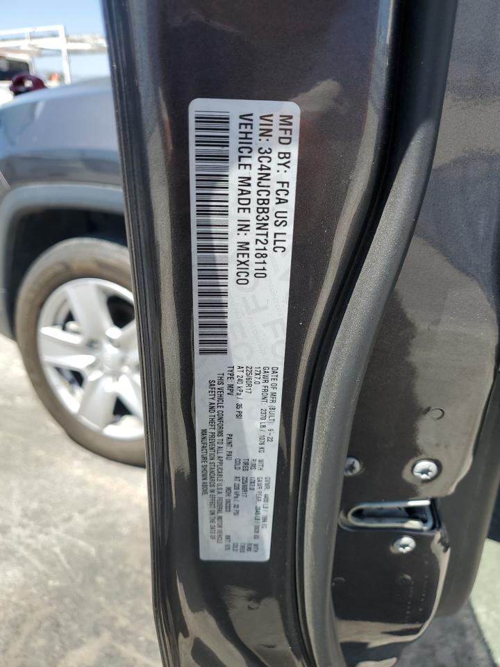 2022 Jeep Compass Latitude VIN: 3C4NJCBB3NT218110 Lot: 66146805