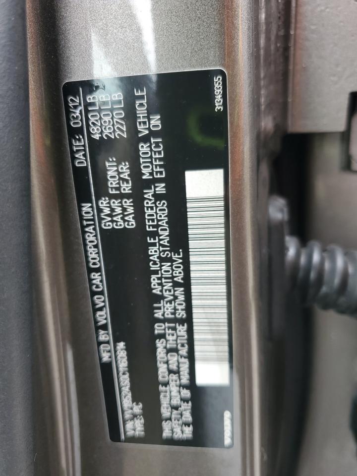 2012 Volvo S80 3.2 VIN: YV1952AS0C1160814 Lot: 64567775