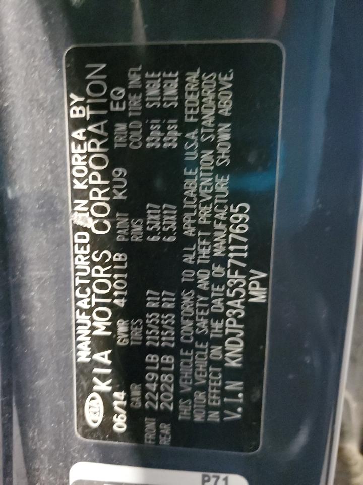 2015 Kia Soul + VIN: KNDJP3A53F7117695 Lot: 62692625