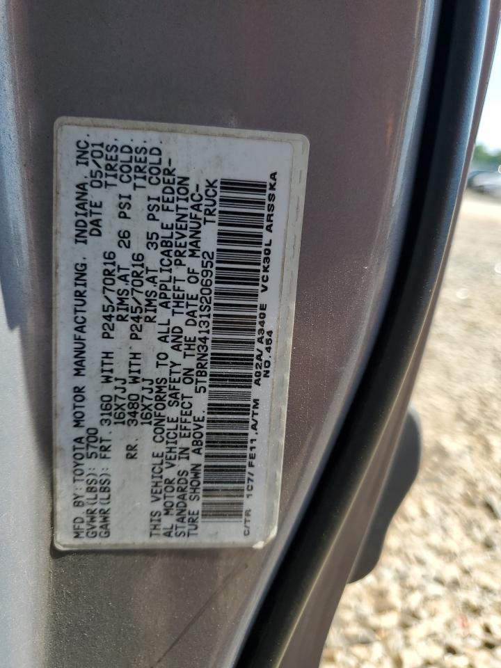 2001 Toyota Tundra Access Cab Sr5 VIN: 5TBRN34131S206952 Lot: 63400565