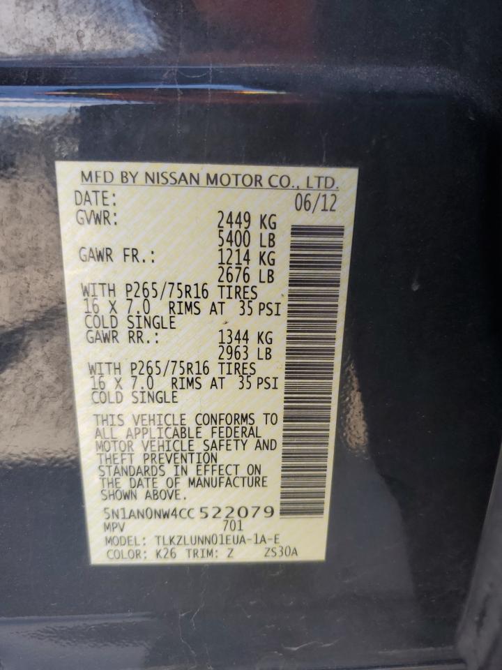 5n1an0nw4cc522079 5N1AN0NW4CC522079 2012 Nissan Xterra Off Road