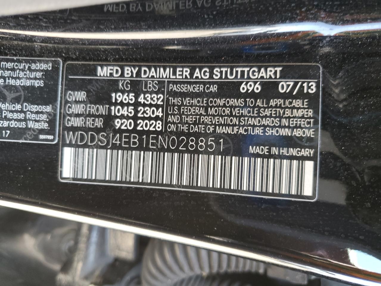 wddsj4eb1en028851 WDDSJ4EB1EN028851 2014 Mercedes-Benz Cla 250