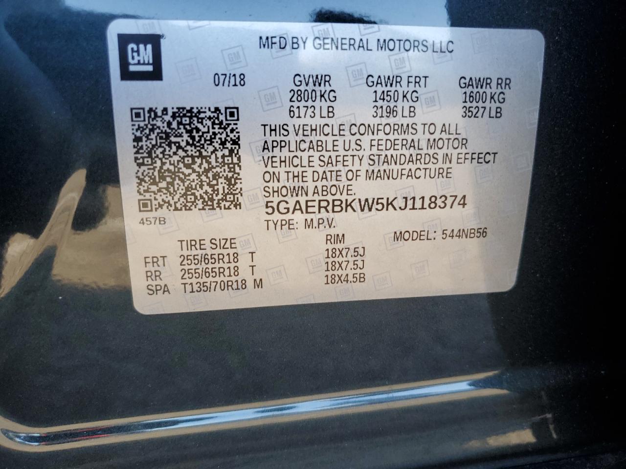 2019 Buick Enclave Essence VIN: 5GAERBKW5KJ118374 Lot: 63709155