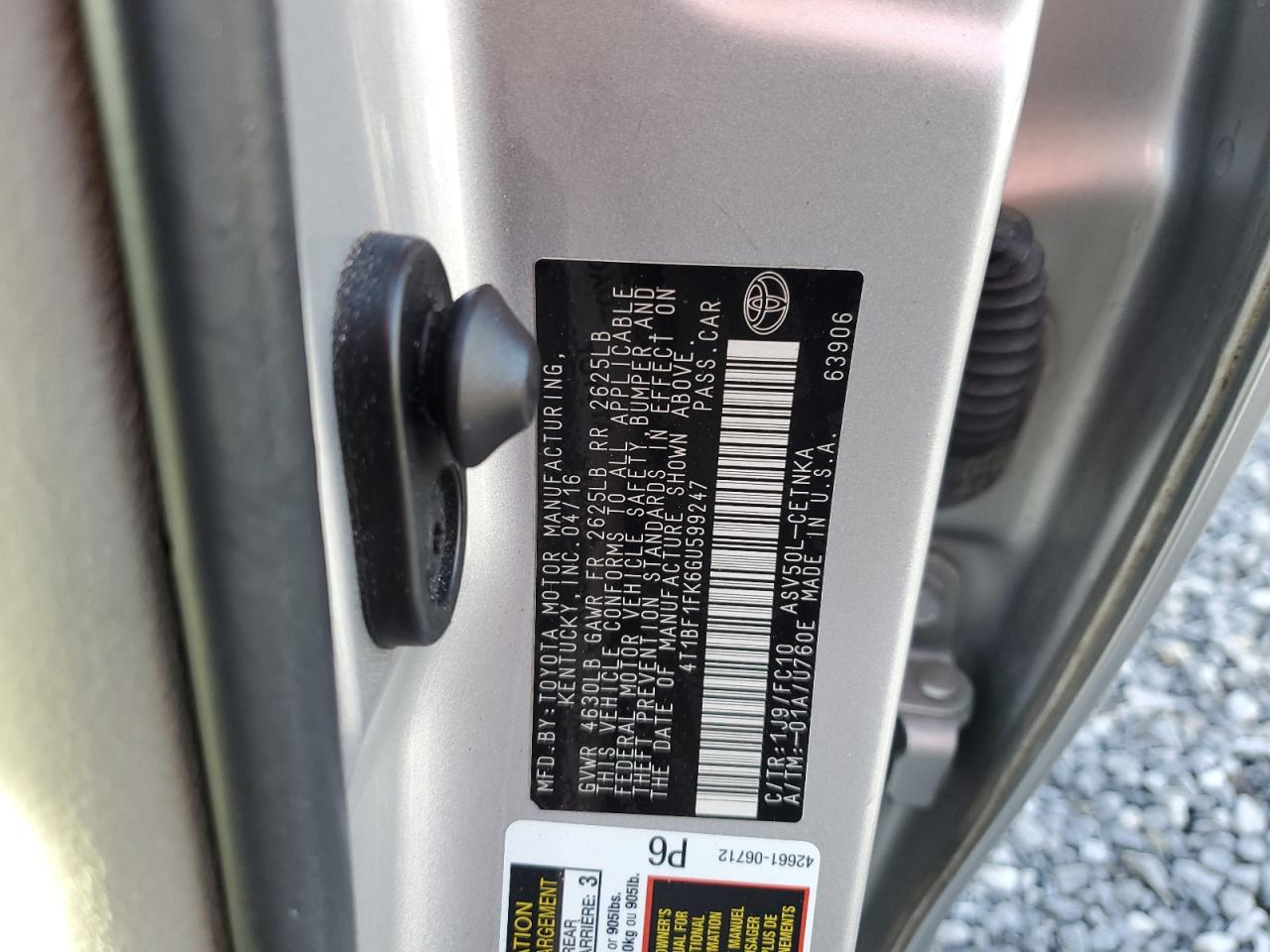 4t1bf1fk6gu599247 4T1BF1FK6GU599247 2016 Toyota Camry Le