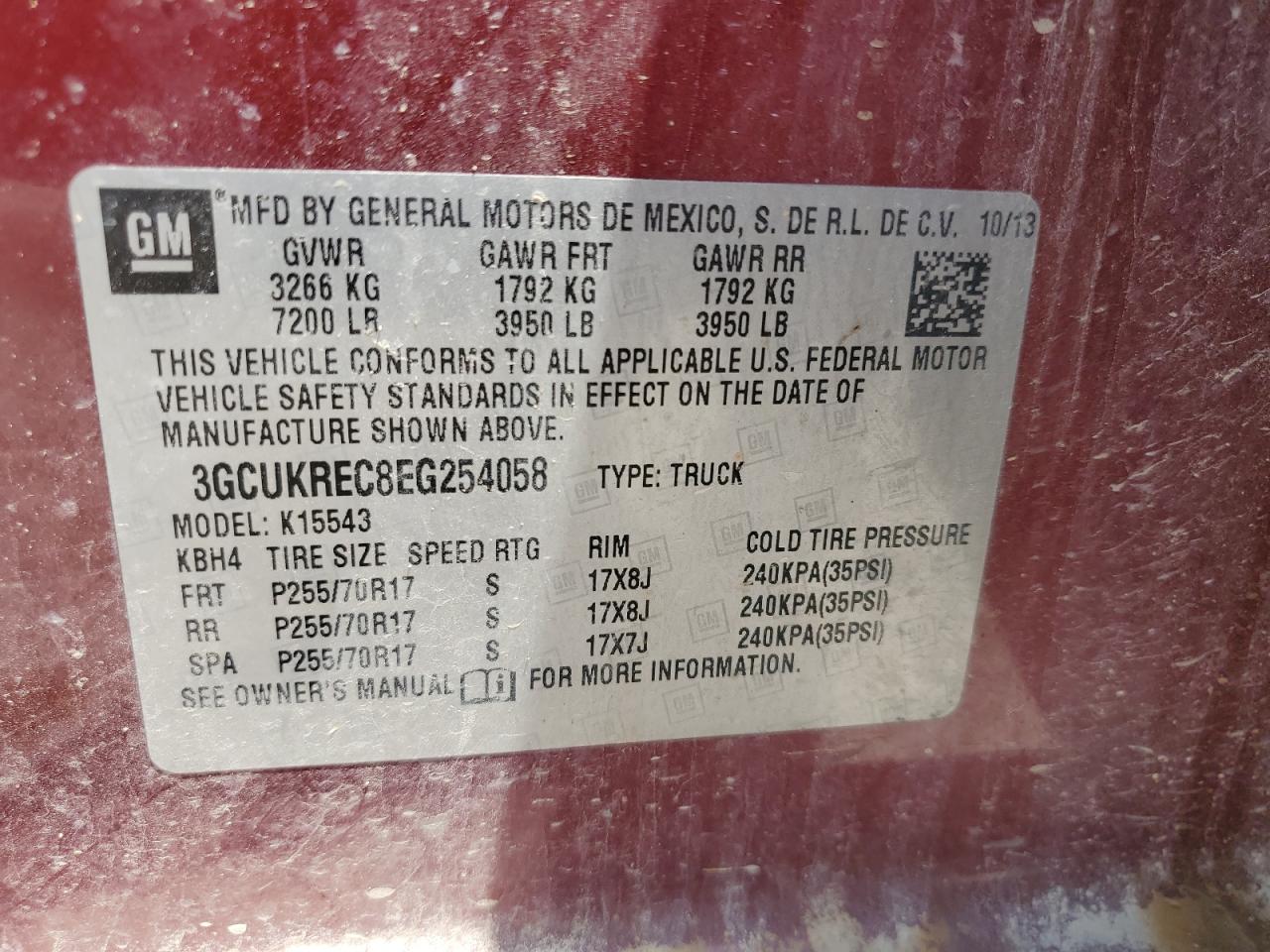 2014 Chevrolet Silverado K1500 Lt VIN: 3GCUKREC8EG254058 Lot: 65803385