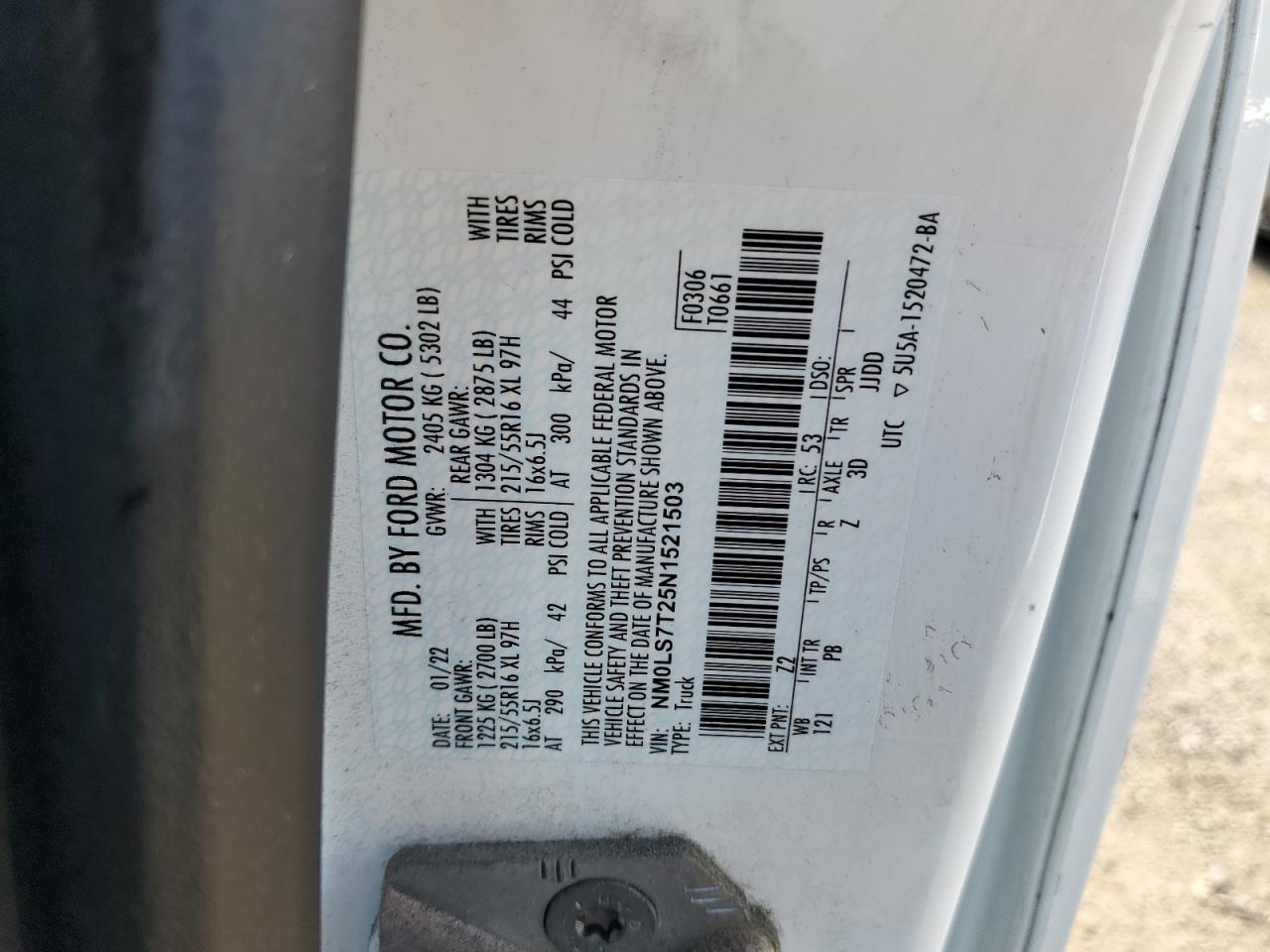 2022 Ford Transit Connect Xlt VIN: NM0LS7T25N1521503 Lot: 65044845
