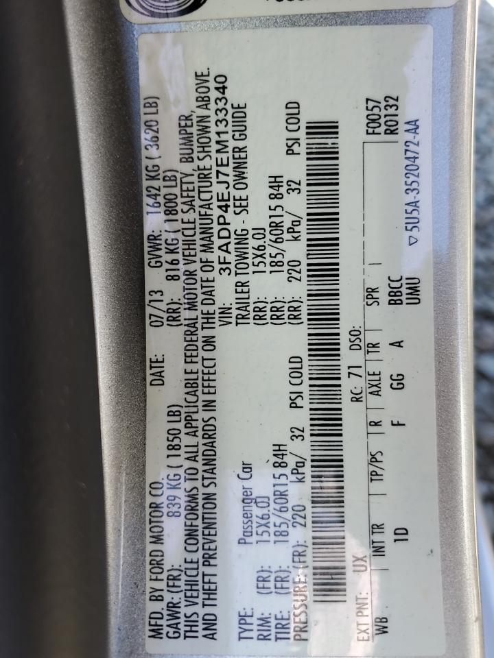 2014 Ford Fiesta Se VIN: 3FADP4EJ7EM133340 Lot: 64326035