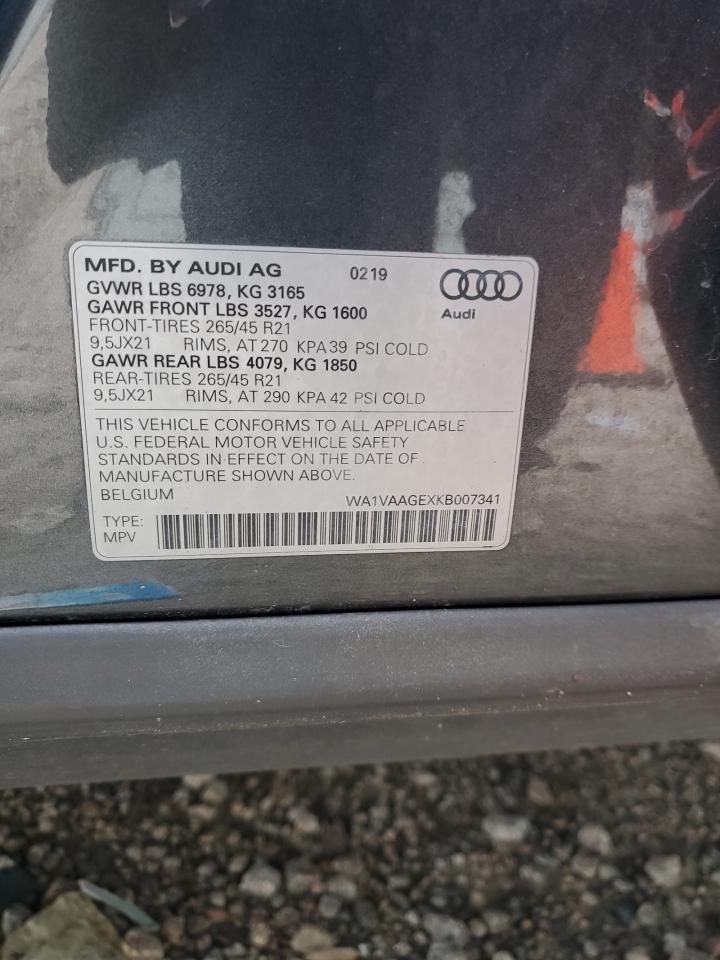 wa1vaagexkb007341 WA1VAAGEXKB007341 2019 Audi E-Tron Prestige