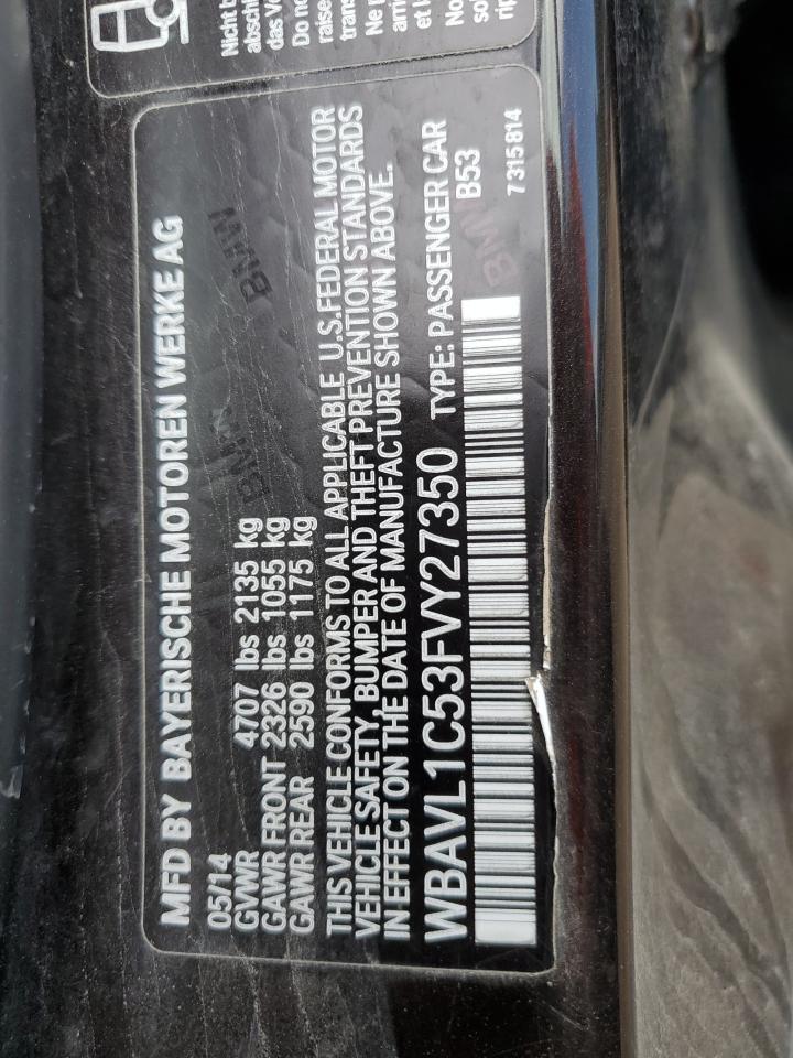 2015 BMW X1 xDrive28I VIN: WBAVL1C53FVY27350 Lot: 62112815