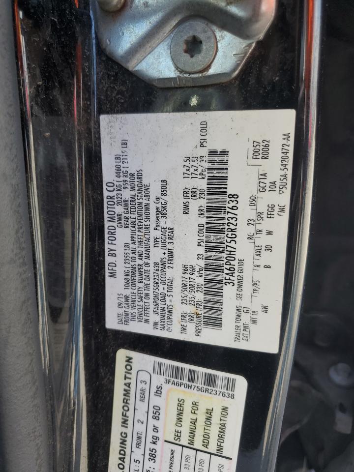 3FA6P0H75GR237638 FORD FUSION 2016