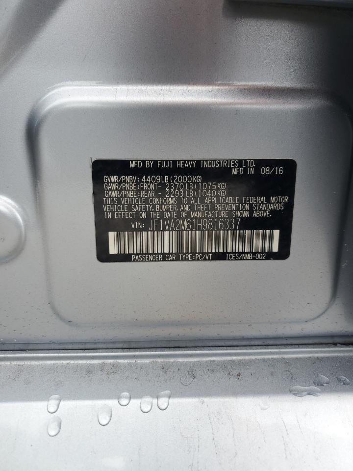 2017 Subaru Wrx Sti VIN: JF1VA2M61H9816337 Lot: 63206905