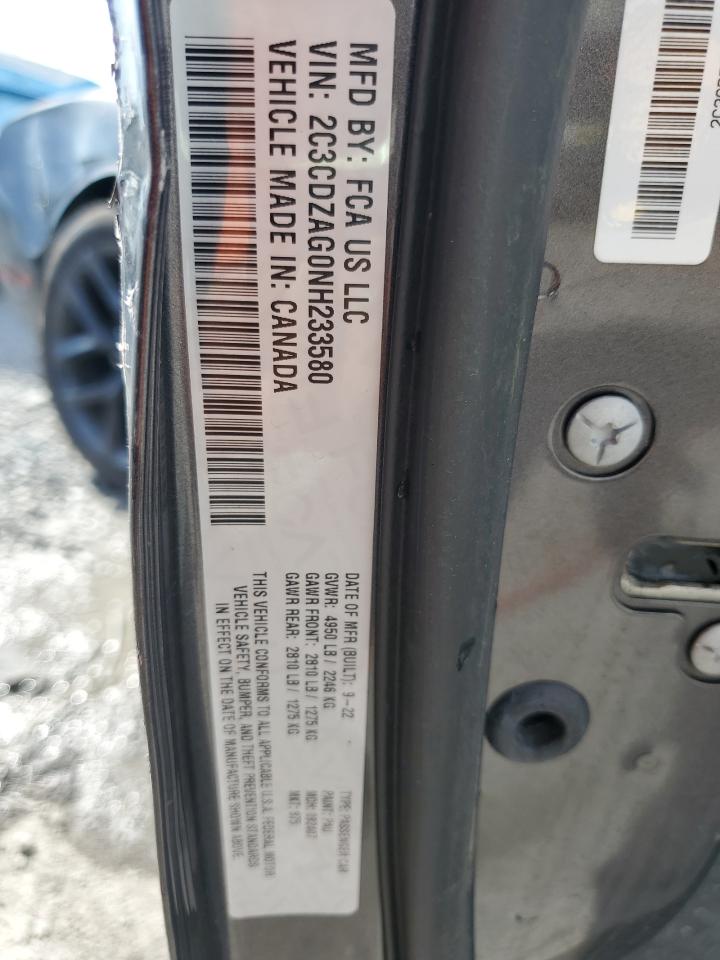 2022 Dodge Challenger Sxt VIN: 2C3CDZAG0NH233580 Lot: 64264625