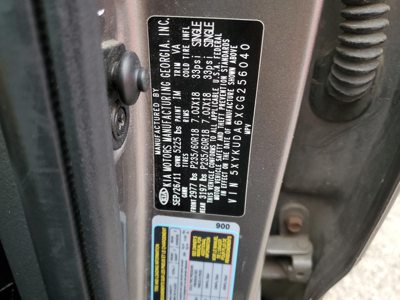 2012 Kia Sorento Ex VIN: 5XYKUDA6XCG256040 Lot: 64863945
