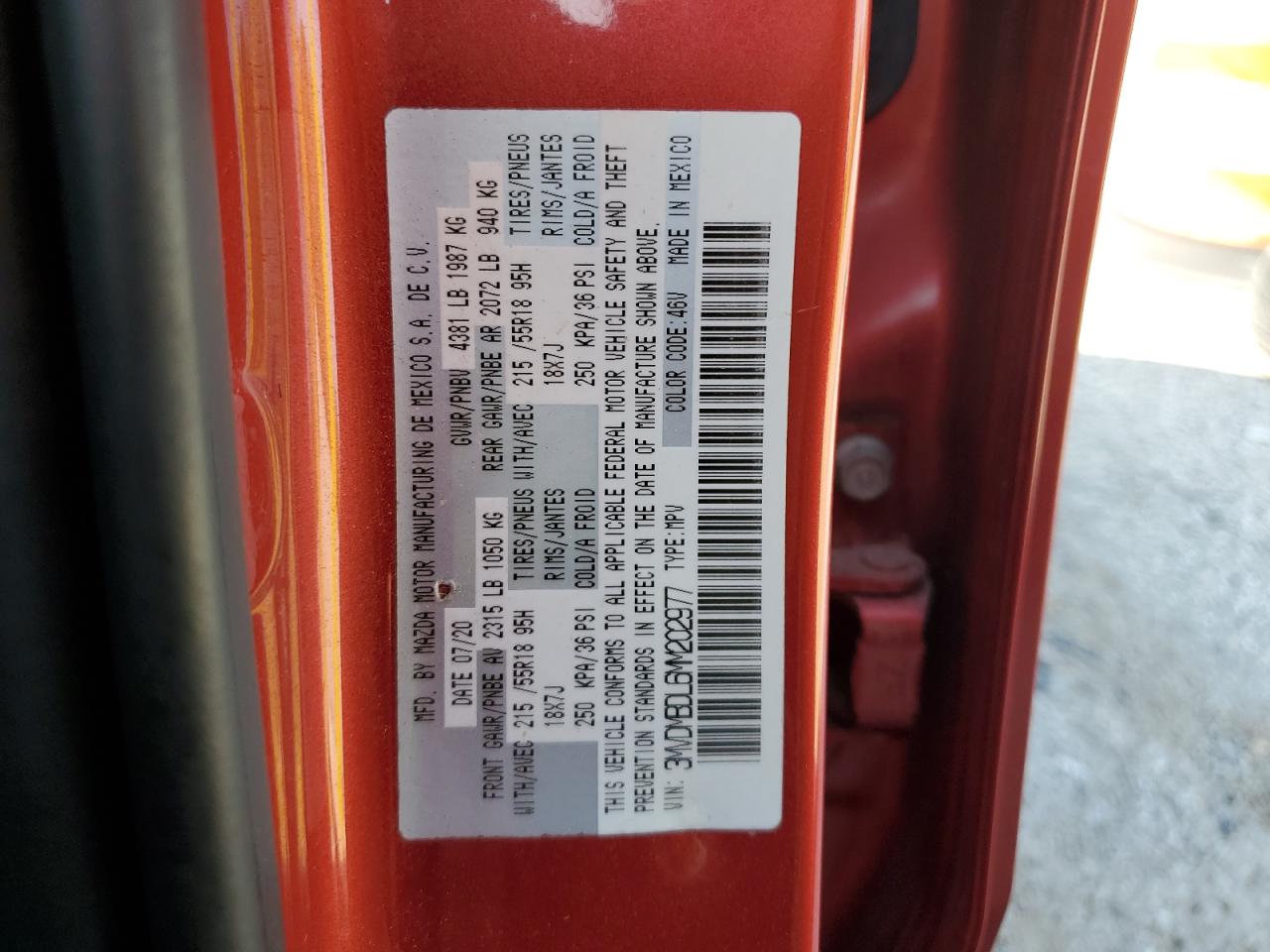 2021 Mazda Cx-30 Premium VIN: 3MVDMBDL6MM202977 Lot: 63453765