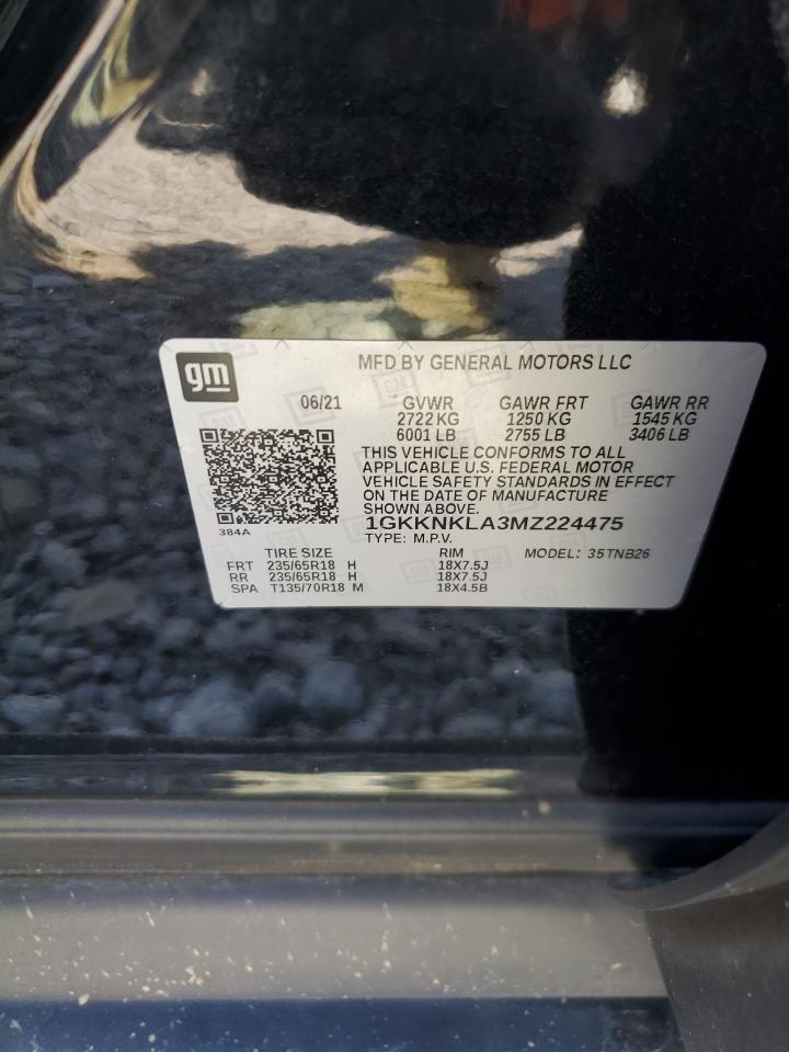 2021 GMC Acadia Sle VIN: 1GKKNKLA3MZ224475 Lot: 64586545