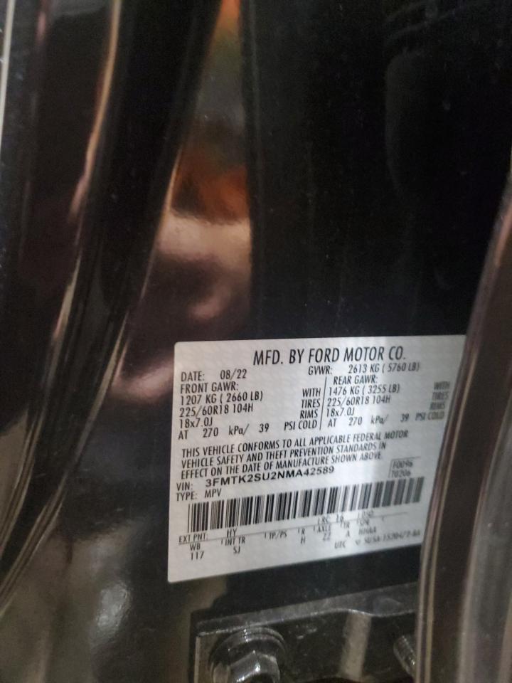 3FMTK2SU2NMA42589 FORD MUSTANG 2022