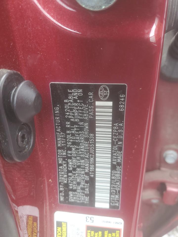 2018 Toyota Camry Xse VIN: 4T1B61HK2JU551538 Lot: 64104205