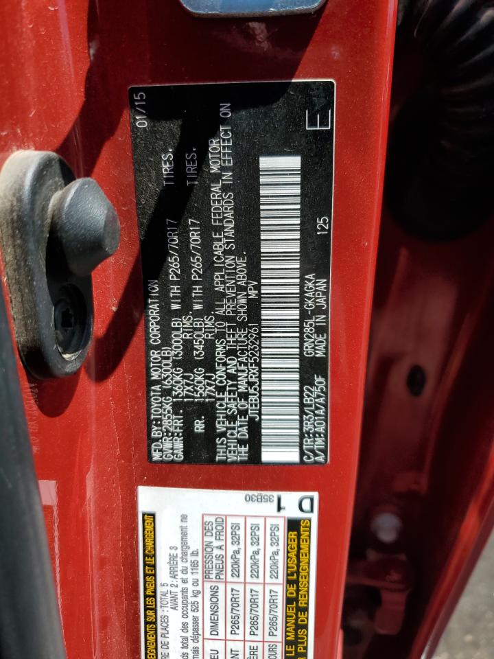 2015 Toyota 4Runner Sr5/Sr5 Premium VIN: JTEBU5JRXF5232961 Lot: 64752975