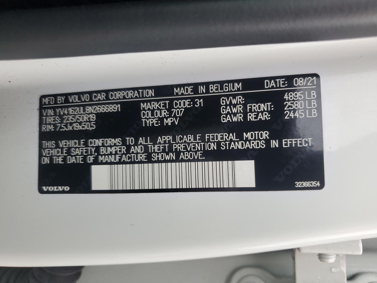 2022 Volvo Xc40 T5 Inscription VIN: YV4162UL8N2666891 Lot: 62708685