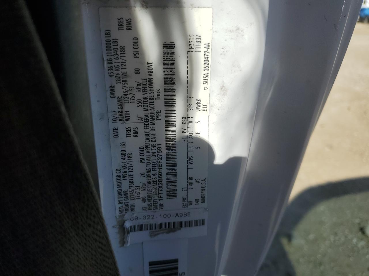 2017 Ford F250 Super Duty VIN: 1FT7X2B60HEF27591 Lot: 63767685