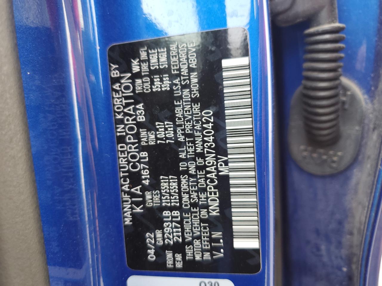 2022 Kia Seltos Lx VIN: KNDEPCAA9N7340420 Lot: 64361755