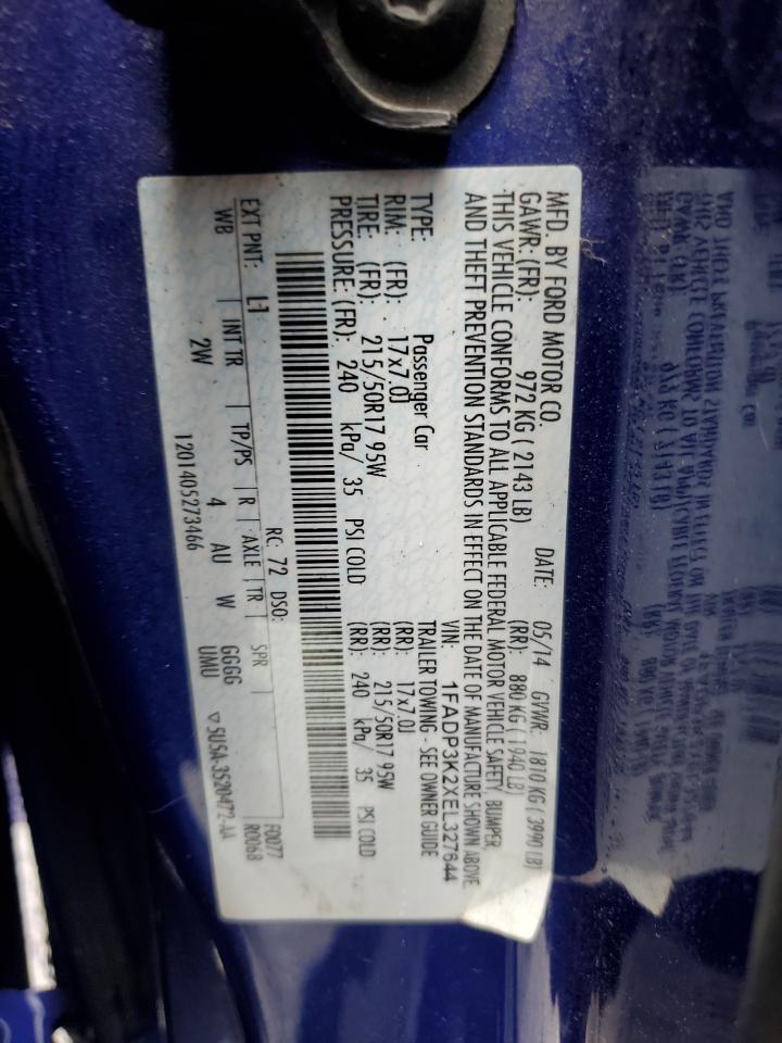 2014 Ford Focus Se VIN: 1FADP3K2XEL327644 Lot: 65362835