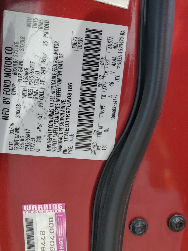 2007 Ford Explorer Sport Trac Xlt VIN: 1FMEU31K97UA08186 Lot: 66962415