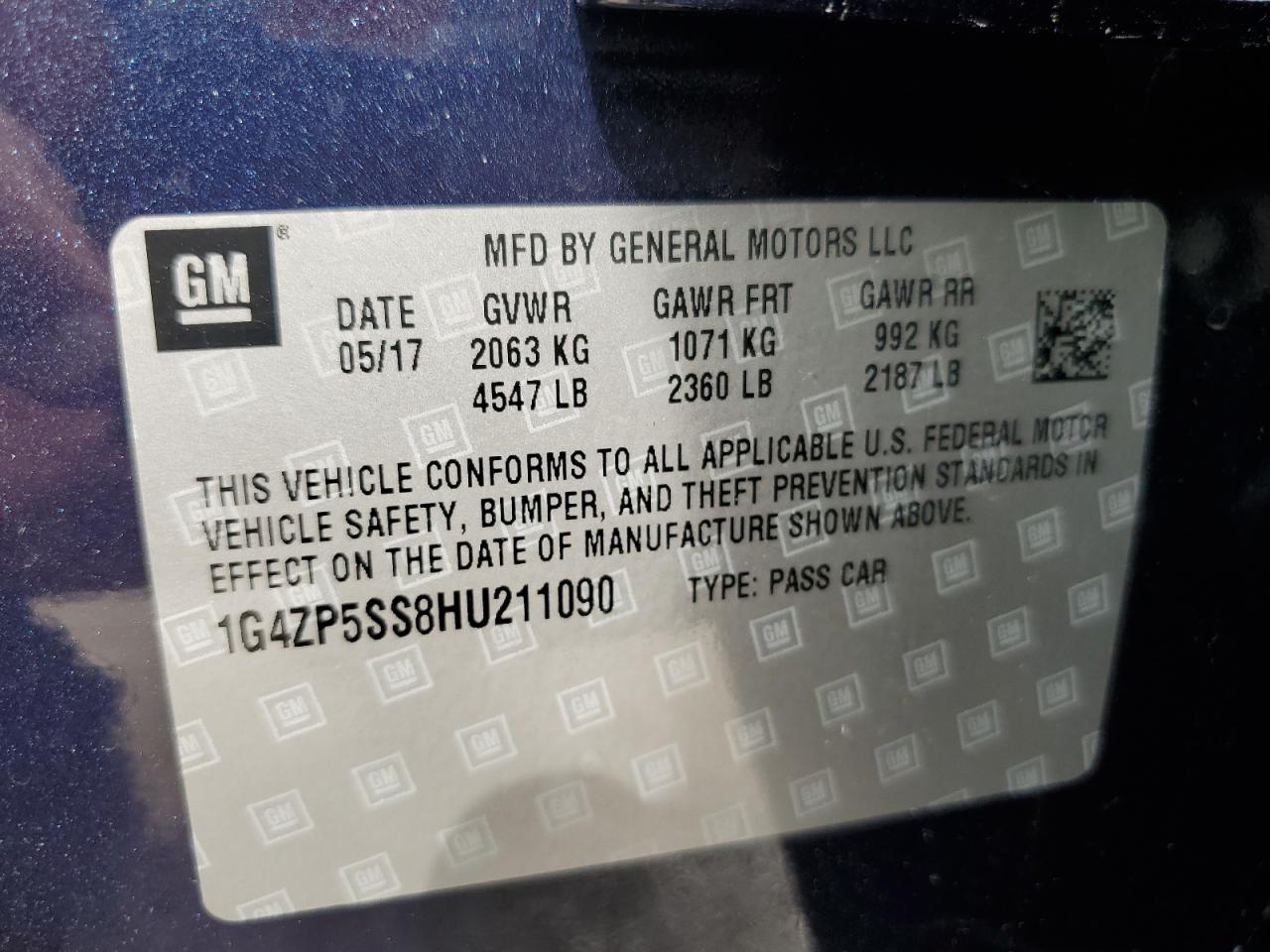 2017 Buick Lacrosse Essence VIN: 1G4ZP5SS8HU211090 Lot: 63332745