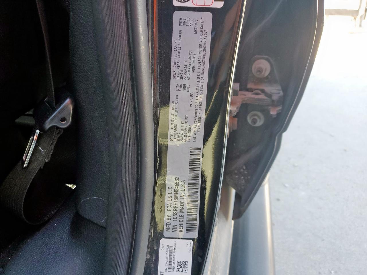 2021 Ram 1500 Big Horn/Lone Star VIN: 1C6SRFFT6MN546532 Lot: 66102355