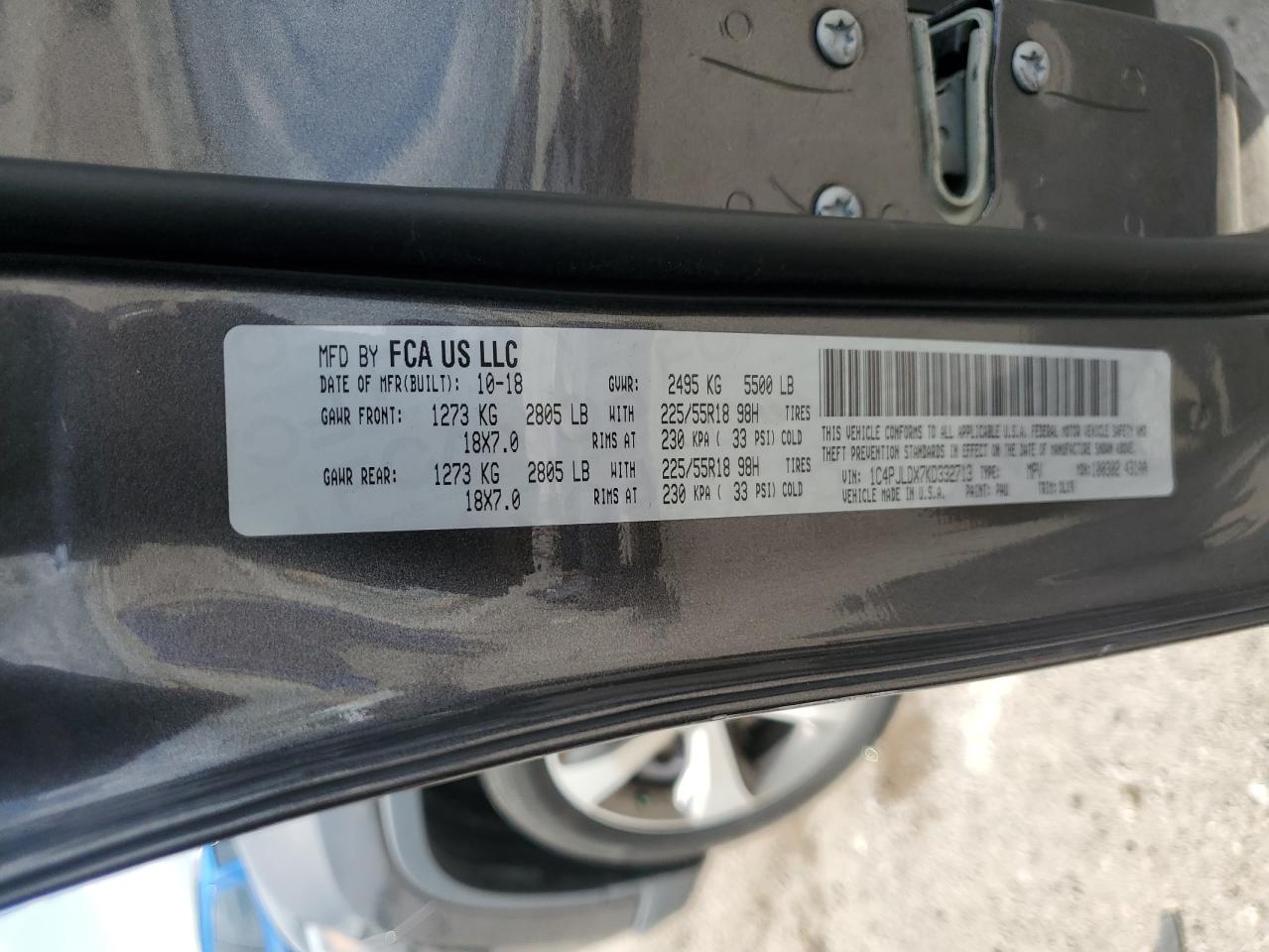 2019 Jeep Cherokee Limited VIN: 1C4PJLDX7KD332713 Lot: 65917885