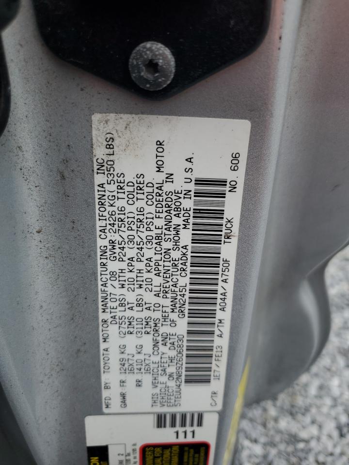 2009 Toyota Tacoma Access Cab VIN: 5TEUU42N89Z606830 Lot: 64800225