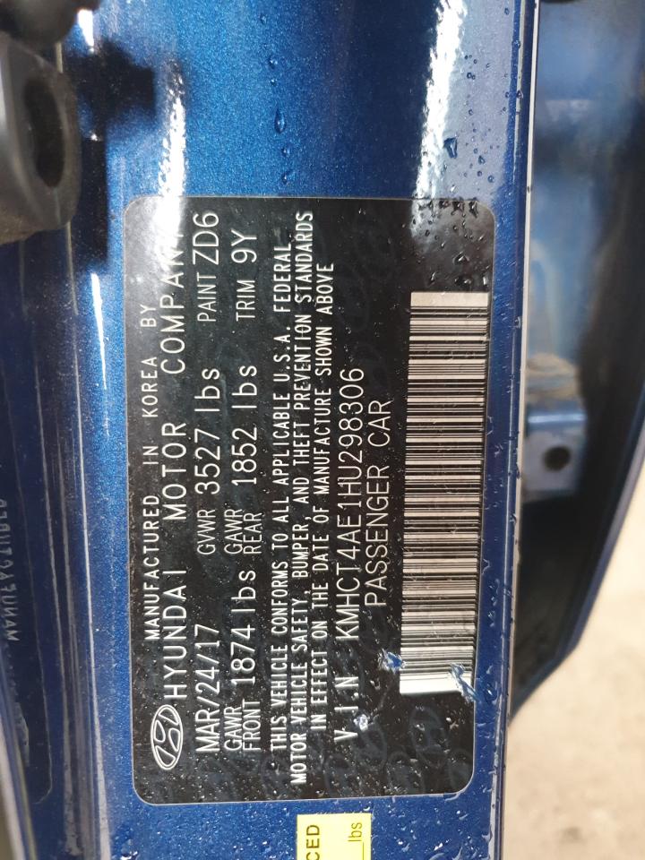 2017 Hyundai Accent Se VIN: KMHCT4AE1HU298306 Lot: 65268765