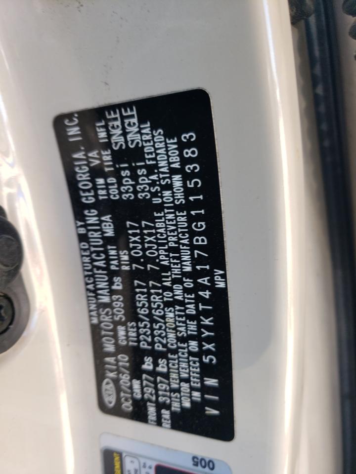 2011 Kia Sorento Base VIN: 5XYKT4A17BG115383 Lot: 64926705