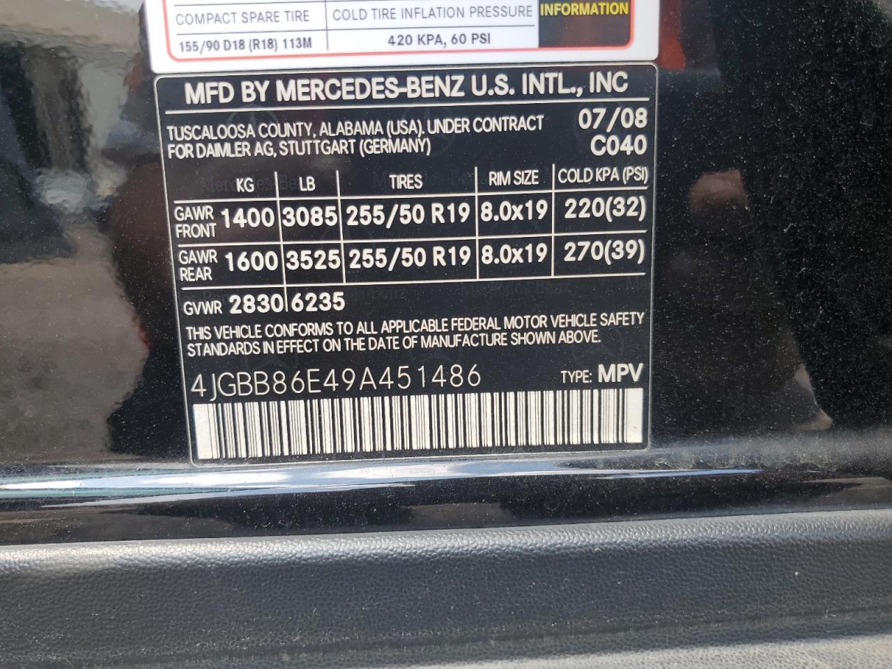 2009 Mercedes-Benz Ml 350 VIN: 4JGBB86E49A451486 Lot: 65067375