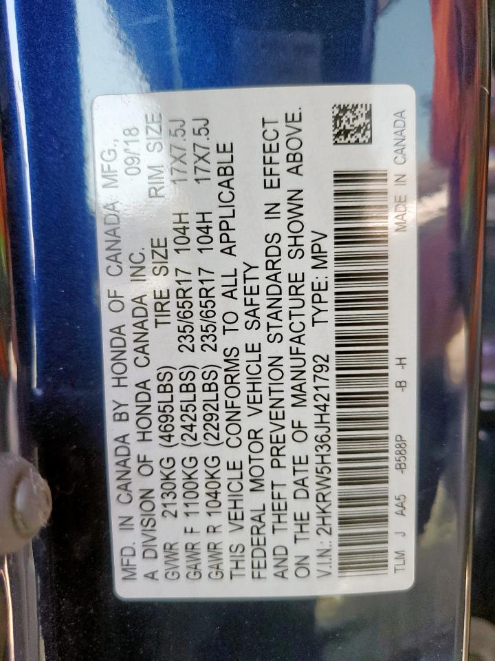 2018 Honda Cr-V Lx VIN: 2HKRW5H36JH421792 Lot: 65611055