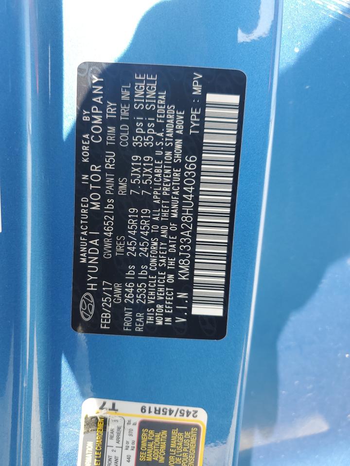 2017 Hyundai Tucson Limited VIN: KM8J33A28HU440366 Lot: 65966295