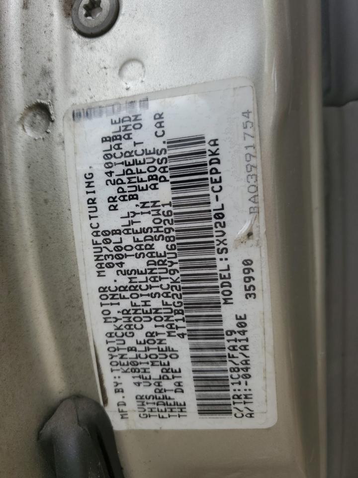 2000 Toyota Camry Ce VIN: 4T1BG22K9YU689261 Lot: 64509445