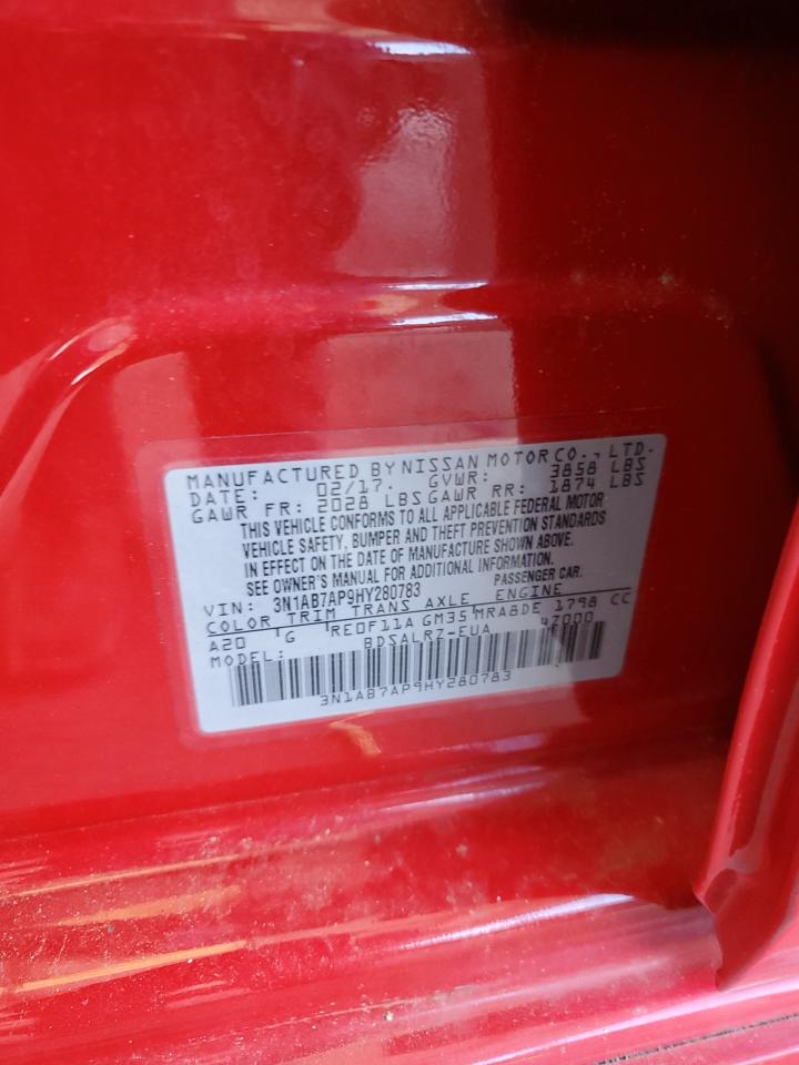 2017 Nissan Sentra S VIN: 3N1AB7AP9HY280783 Lot: 63370945