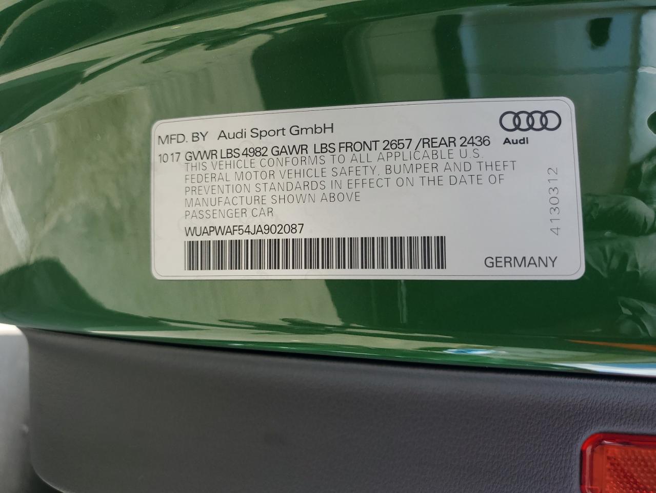2018 Audi Rs5 VIN: WUAPWAF54JA902087 Lot: 63082555