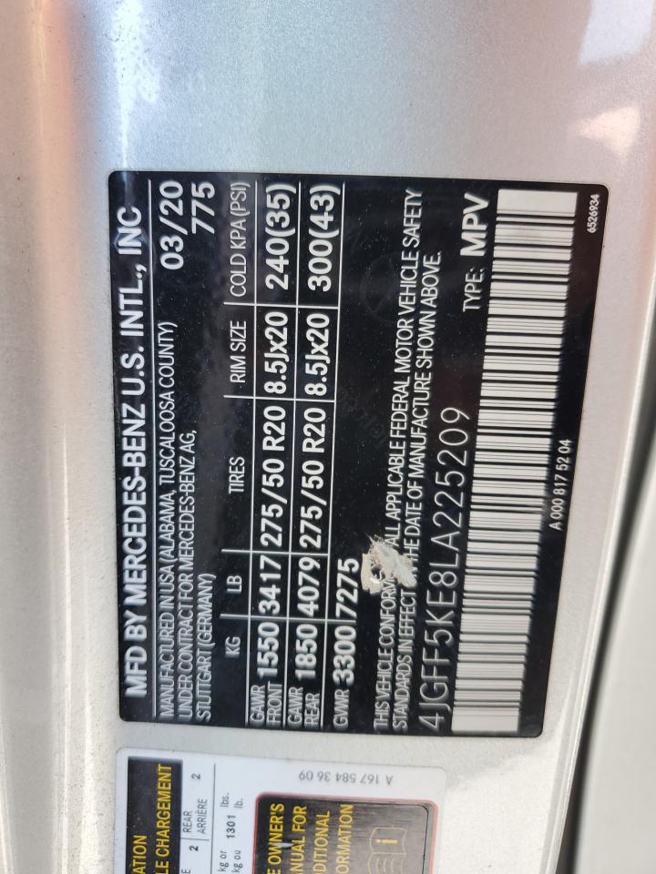 2020 Mercedes-Benz Gls 450 4Matic VIN: 4JGFF5KE8LA225209 Lot: 63322275