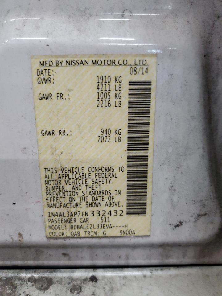 2015 Nissan Altima 2.5 VIN: 1N4AL3AP7FN332432 Lot: 65143425