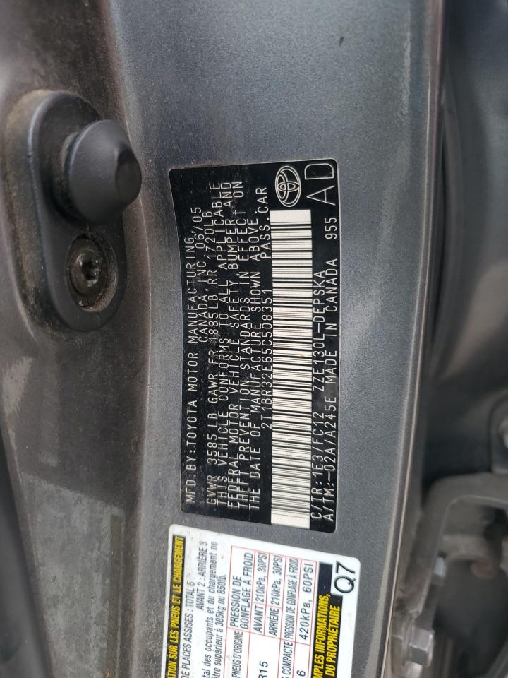 2005 Toyota Corolla Ce VIN: 2T1BR32E65C508351 Lot: 65280295