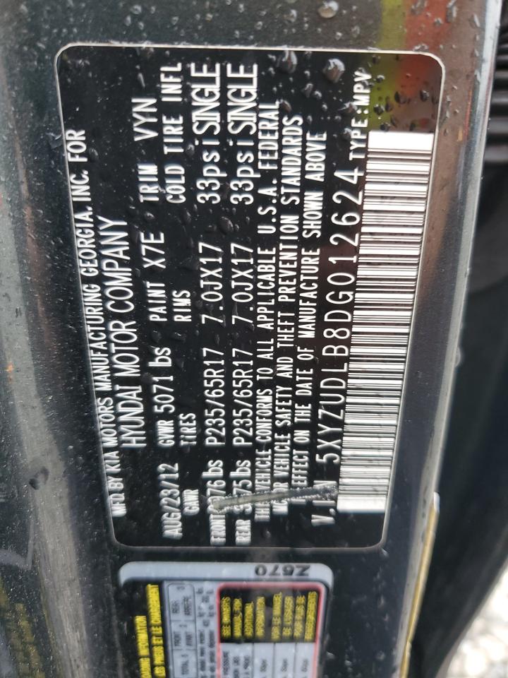 2013 Hyundai Santa Fe Sport VIN: 5XYZUDLB8DG012624 Lot: 63244645